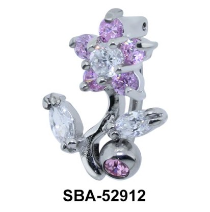 Flower Stone Set Belly Piercing SBA-52912