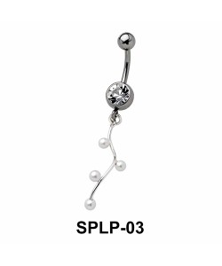 Stone Encrusted Wavy Belly Piercing SPLP-03