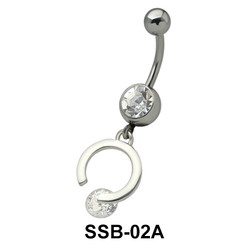 Stone Set Ring Belly Piercing SSB-02A