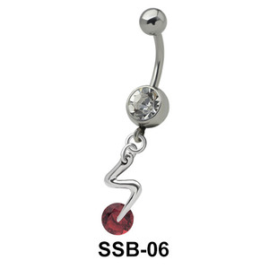 Lightning with Stone Belly Piercing SSB-06