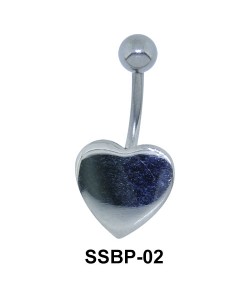 Plain Silver Heart Belly Piercing SSBP-02