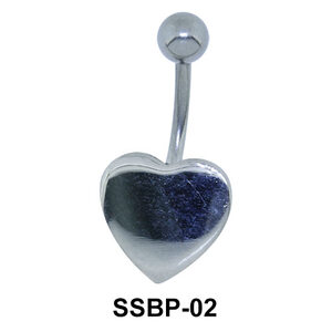 Plain Silver Heart Belly Piercing SSBP-02