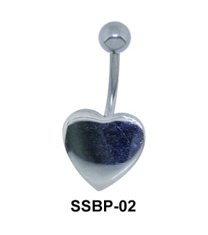 Plain Silver Heart Belly Piercing SSBP-02