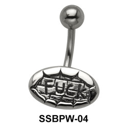 Fuck Engraved Innovative Belly Piercing SSBPW-04