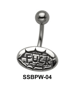 Fuck Engraved Innovative Belly Piercing SSBPW-04