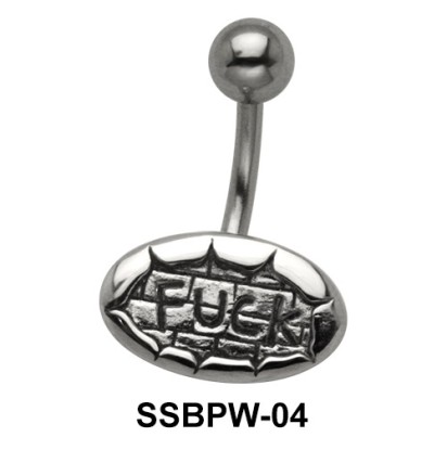 Fuck Engraved Innovative Belly Piercing SSBPW-04