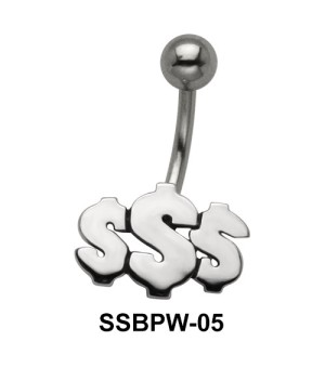 Dollar Shaped Belly Piercing SSBPW-05