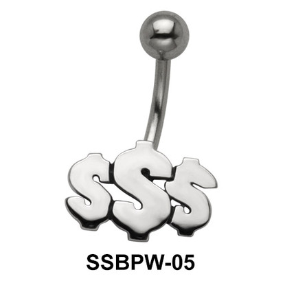 Dollar Shaped Belly Piercing SSBPW-05