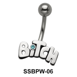 Bitch Scripted Bold Belly Piercing SSBPW-06