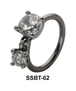 Belly Piercing with Round Cut CZ SSBT-62