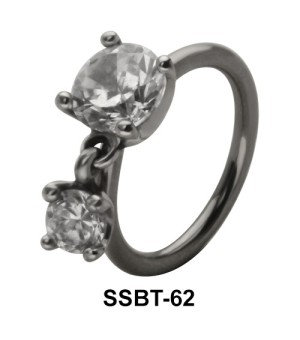 Belly Piercing with Round Cut CZ SSBT-62