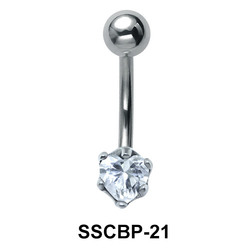 Prong Set Heart Belly CZ Crystal SSCBP-21
