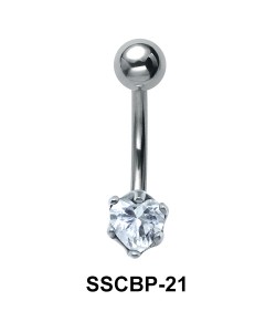 Prong Set Heart Belly CZ Crystal SSCBP-21