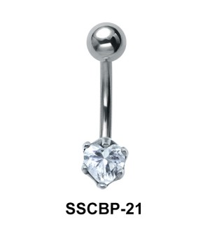 Prong Set Heart Belly CZ Crystal SSCBP-21