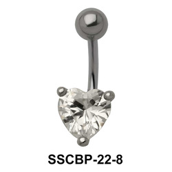 Prong Set Heart Belly CZ Crystal SSCBP-22