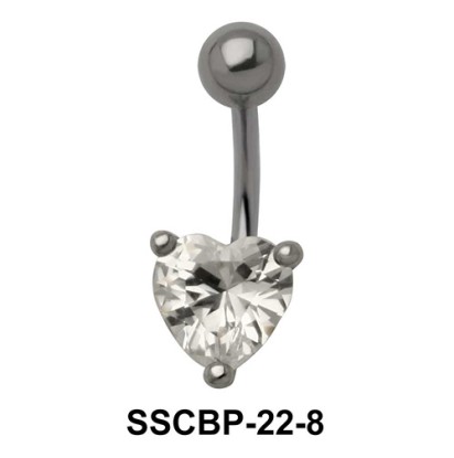 Prong Set Heart Belly CZ Crystal SSCBP-22-8