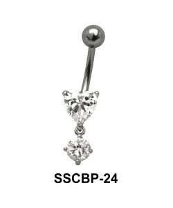 Heart n Round Belly CZ Crystal SSCBP-24