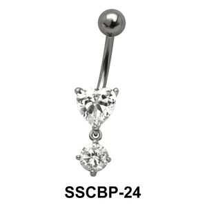Heart n Round Belly CZ Crystal SSCBP-24