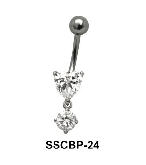 Heart n Round Belly CZ Crystal SSCBP-24