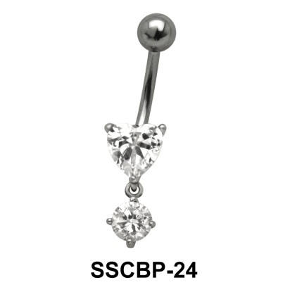 Heart n Round Belly CZ Crystal SSCBP-24