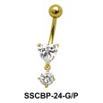 Heart n Round Belly CZ Crystal SSCBP-24
