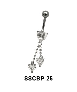 Hearts CZ Belly Piercing SSCBP-25