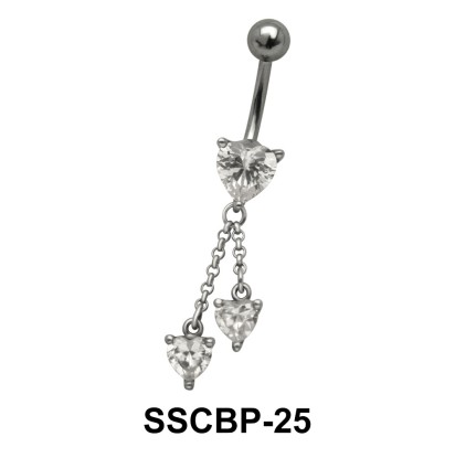 Hearts CZ Belly Piercing SSCBP-25