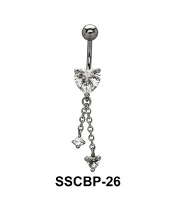 Chains with CZ Crystal Belly Piercing SSCBP-26