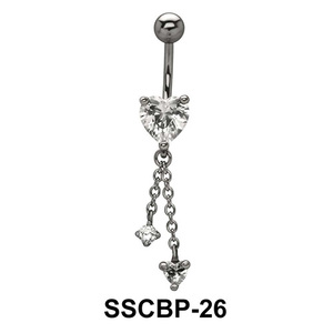Chains with CZ Crystal Belly Piercing SSCBP-26