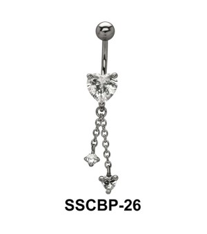 Chains with CZ Crystal Belly Piercing SSCBP-26