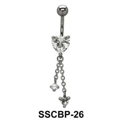 Chains with CZ Crystal Belly Piercing SSCBP-26