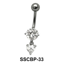 Round n Heart Belly CZ Crystal SSCBP-33