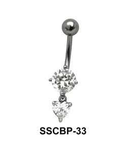 Round n Heart Belly CZ Crystal SSCBP-33