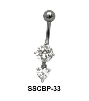 Round n Heart Belly CZ Crystal SSCBP-33