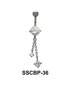 Stones Hanging from Chain belly CZ Crystal SSCBP-36