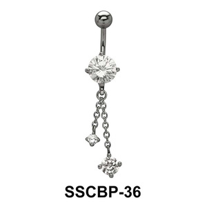 Stones Hanging from Chain belly CZ Crystal SSCBP-36