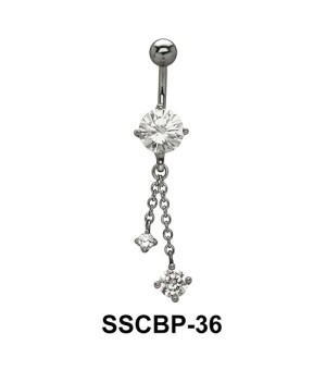 Stones Hanging from Chain belly CZ Crystal SSCBP-36