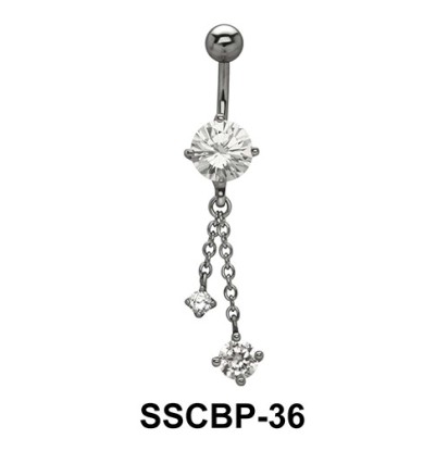 Stones Hanging from Chain belly CZ Crystal SSCBP-36