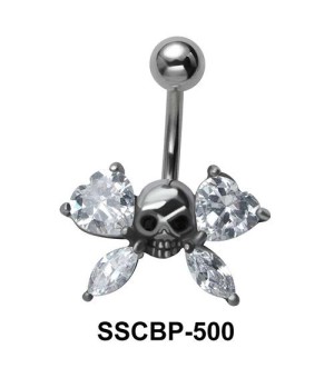 Danger Sign with Stone Belly Piercing SSCBP-500