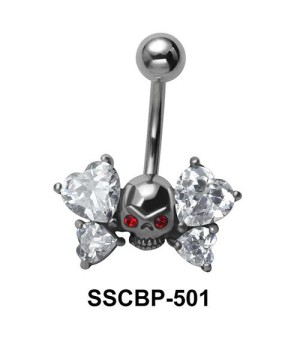 Stone Studded Skull Belly Piercing SSCBP-501