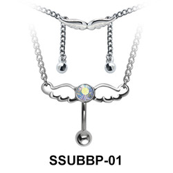 Stone Set Winged Belly Piercing Chain SSUBBP-01