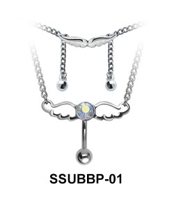 Stone Set Winged Belly Piercing Chain SSUBBP-01