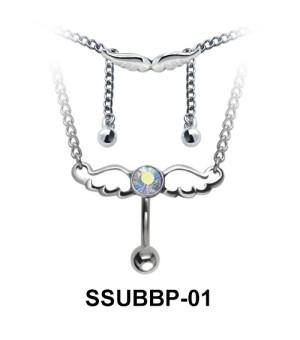 Stone Set Winged Belly Piercing Chain SSUBBP-01