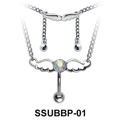 Stone Set Winged Belly Piercing Chain SSUBBP-01