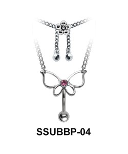 Delicate Butterfly Belly Piercing Chain SSUBBP-04