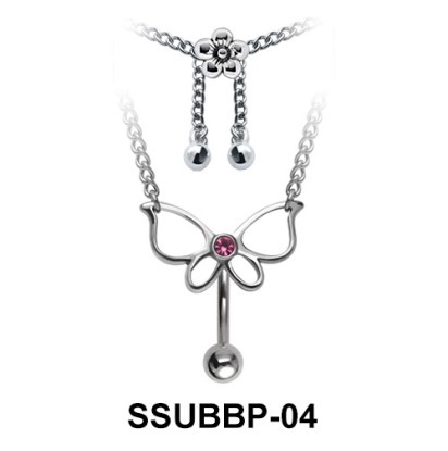 Delicate Butterfly Belly Piercing Chain SSUBBP-04