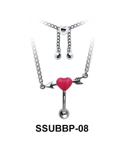 Pierced Heart Belly Piercing Chain SSUBBP-08