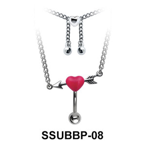 Pierced Heart Belly Piercing Chain SSUBBP-08