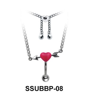 Pierced Heart Belly Piercing Chain SSUBBP-08