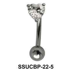 Stone Set Heart Upper Belly Piercing SSUCBP-22-5